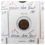10  different date Indian Head Cents 1892-1908