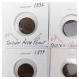 10  different date Indian Head Cents 1892-1908