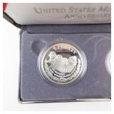 Proof 1991 Mount Rushmore golden anniversary commemorative set.  90% silver dollar