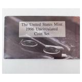 1996 11 coin Uncirculated set include the W mint mark 50th Anniversary Dime