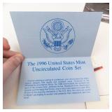 1996 11 coin Uncirculated set include the W mint mark 50th Anniversary Dime