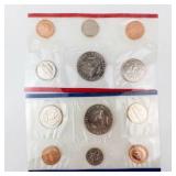 1996 11 coin Uncirculated set include the W mint mark 50th Anniversary Dime