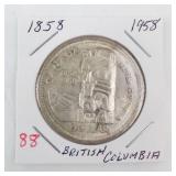 1958 Canadian Silver Dollar British Columbia