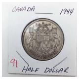 1944 Canadian Silver Half Dollar