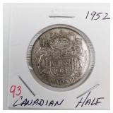 1952 Canadian Silver Half Dollar