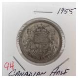 1955 Canadian Silver Half Dollar