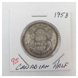 1958 Canadian Silver Half Dollar