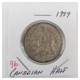 1959 Canadian Silver Half Dollar
