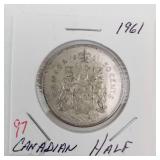 1961 Canadian Silver Half Dollar