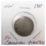 1910 Canadian quarter