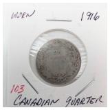 1916 Canadian quarter