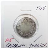 1928 Canadian quarter