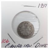 1931 Canadian dime