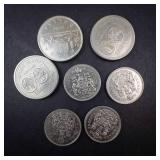 $5.00 face value obsolete Canadian dollar and half dollar coins (non silver)
