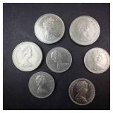 $5.00 face value obsolete Canadian dollar and half dollar coins (non silver)