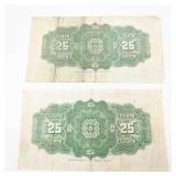 Canadian Fractional Currency:  1 Each Dominion of Canada 25 cents 1923 and 1900