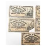 Canadian Fractional Currency : 4) Dominion of Canada 25 cents 1900. Worn condition