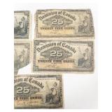 Canadian Fractional Currency : 4) Dominion of Canada 25 cents 1900. Worn condition