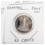 Commonwealth of the Bahama Islands 9 piece 1971 proof set.  2.8723 oz  total silver weight