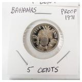 Commonwealth of the Bahama Islands 9 piece 1971 proof set.  2.8723 oz  total silver weight