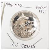 Commonwealth of the Bahama Islands 9 piece 1971 proof set.  2.8723 oz  total silver weight