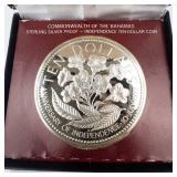 Commonwealth of the Bahama Islands 1975 10 dollar proof.  1.5 oz  total silver weight