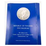 Republic of Panama 1970 sterling silver proof 5 Balboas.  1.06 oz total silver weight