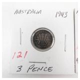 Australia silver: 1943-S 1 Shilling, 1943 3 pence