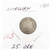 Norway silver: 1902 25 Ore