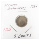 Straites Settlements silver: 1884 5 cents