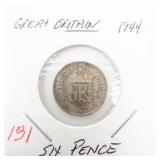 Great Britian silver: 1944 6 pence