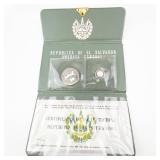 Republic of El Salvador 1971 silver proof set in original packaging: 1 Colone and 5 Colone .999