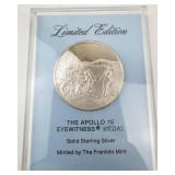 Limited edition Apollo 15 Eyewitness Medal .925 Sterling Franklin Mint 1971