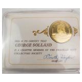1970 gold plated sterling silver  Charter Member of the Franklin Mint Collectors Society