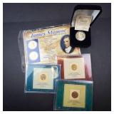 an assortment of 6 various gold plated coins: 3 IHP