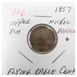 1857 Copper nickel Flying Eagle cent with rim damage