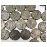 1 bag of 31 loose silver war nickels mixed dates, approx. 1 3/4 oz silver content