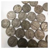 1 bag of 31 loose silver war nickels mixed dates, approx. 1 3/4 oz silver content