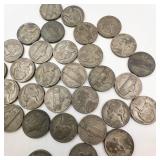 1 bag of 31 loose silver war nickels mixed dates, approx. 1 3/4 oz silver content