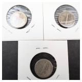 1942, 1942, 1943 Mercury dime