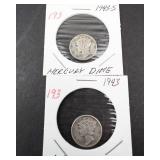 1943, 1943-S Mercury dimes