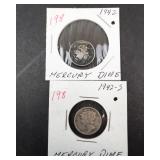 1942 P and S Mercury dimes