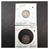 1940 and 1941-S Mercury dimes