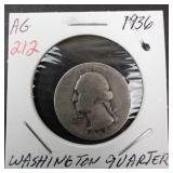 1936 Washington quarter worn