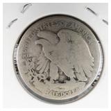 1918 Walking Liberty half dollar worn