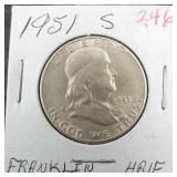 1951-S Franklin half dollar