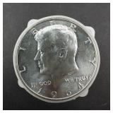 1 tube of 20 Uncirculated silver half dollars: 10 Franklins, 10 Kennedys, Approx. 7 1/4 oz