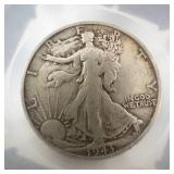 1 tube of 14 mixed date Walking Liberty half dollars:   Approx 5 oz