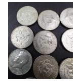 10) 40% silver Kennedy half dollars, Approx. 1.48 oz
