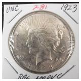 1923 Peace dollar, Sharp! Has a few bag marks